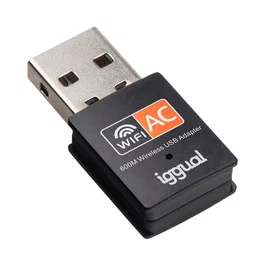 Iggual IGG320471 Adaptador WiFi USB Doble Banda 600 Mbps, 2.4 GHz / 5 GHz, Wi-Fi 5 (802.11ac), Compatible con Windows, macOS y Linux