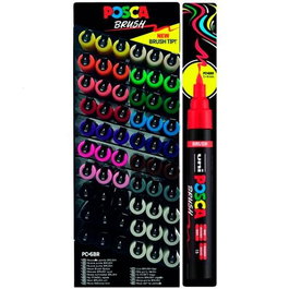 POSCA Marcador Brush PC-5BR Punta M Semiflexible Colores Surtidos Expositor 60 Ud