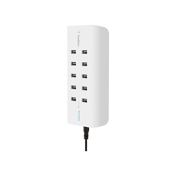 Belkin Estación de Carga USB de 10 Puertos, 120W, 2.4A por Puerto, Color Blanco