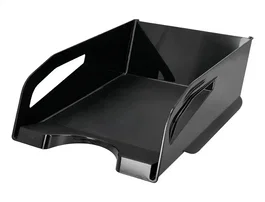Q-connect Bandeja sobremesa plástico gran capacidad con asa negro opaco 386x270x115mm