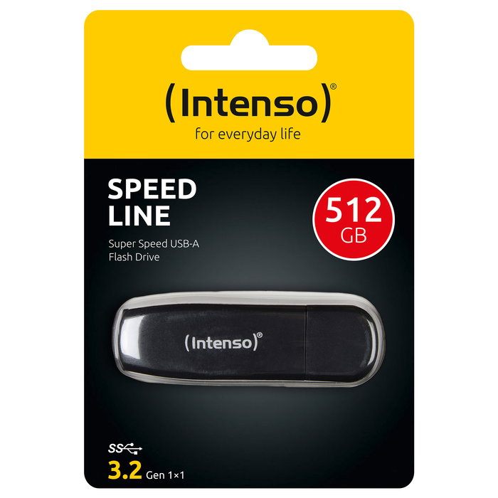 Intenso Speed Line 512 GB USB 3.2 Gen 1 (3.1 Gen 1) Lápiz de Memoria con Tapa Negro - Ref 3533493