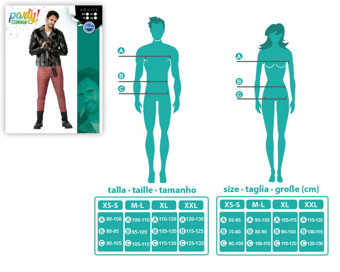 Disfraz Punky Años 80 Hombre Adulto Talla M-L