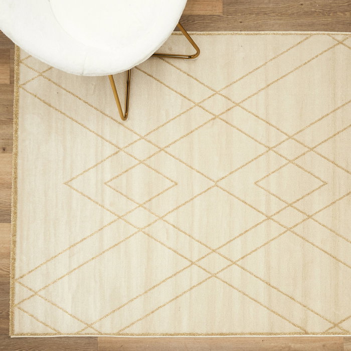 Home Deco Factory Alfombra Londres 150x200 cm con líneas doradas, diseño moderno para salón