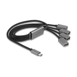 DeLOCK Concentrador 4 Puertos USB 2.0 con Conector USB Type-C 60 cm