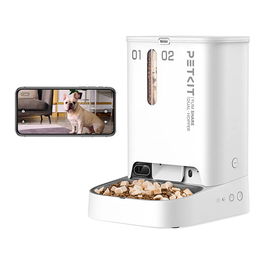 Petkit YumShare Dual-Hopper Comedero Automático para Mascotas con Cámara, Blanco, ABS, Interior, CE, Universal