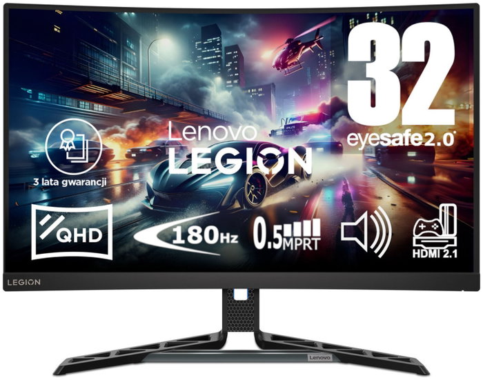 Lenovo Legion R32qc-30 Monitor Gaming 31.5Curvo QHD 180Hz VA Black