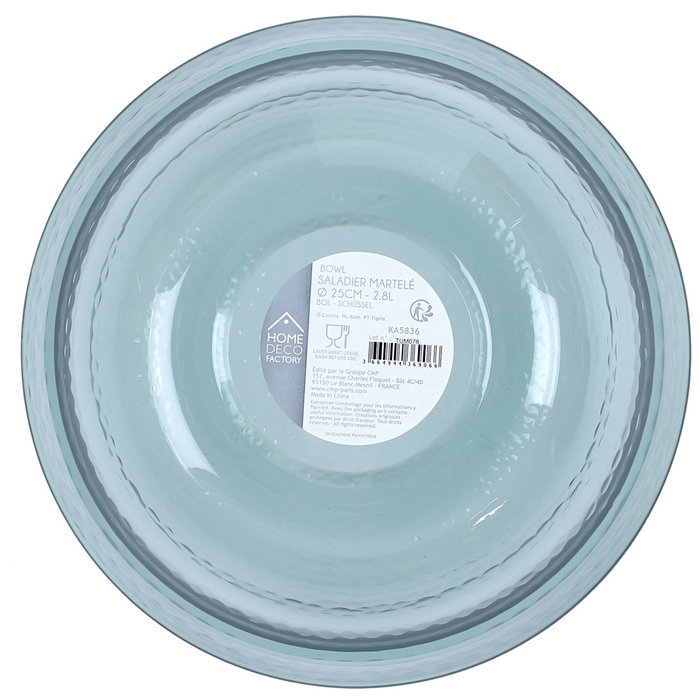Home Deco Factory - Ensaladera de plástico martilleado, diámetro 25 cm, capacidad 2.8 L, colores azul o gris