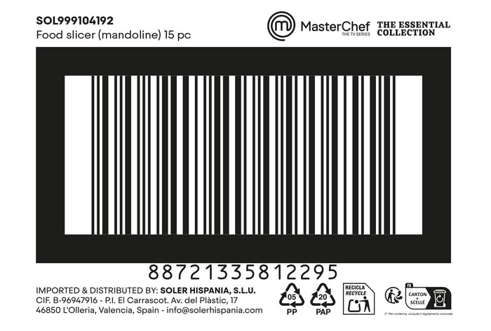 Inde Set De Mandolina 15 Piezas 31x13.2x12.4 cm (6 Cajas)