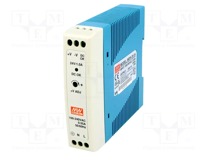 MEAN WELL MDR-20-24 Fuente de alimentación de impulso 24W 24VDC 1A para carril DIN MEAN WELL MDR-20-24 Fuente de alimentación de impulso 24W 24VDC 1A para carril DIN