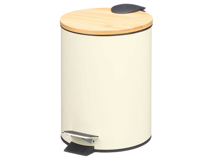 Berilo Papelera Metal con Tapa de Bambú 3L Beige 21 x 23.5 x 17 cm (Set de 4)