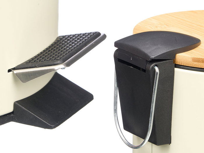 Berilo Papelera Metal con Tapa de Bambú 3L Beige 21 x 23.5 x 17 cm (Set de 4)