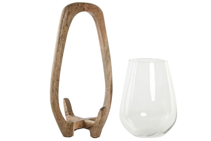 DKD Home Decor Portavela Tropical Natural Mango Cristal 18 x 33 x 18 cm