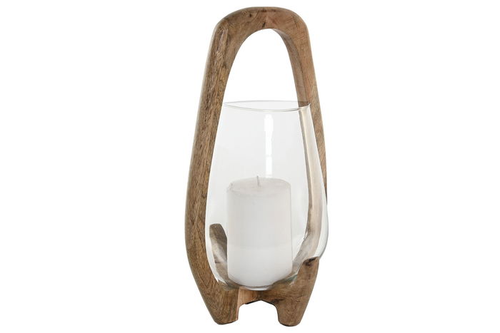 DKD Home Decor Portavela Tropical Natural Mango Cristal 18 x 33 x 18 cm