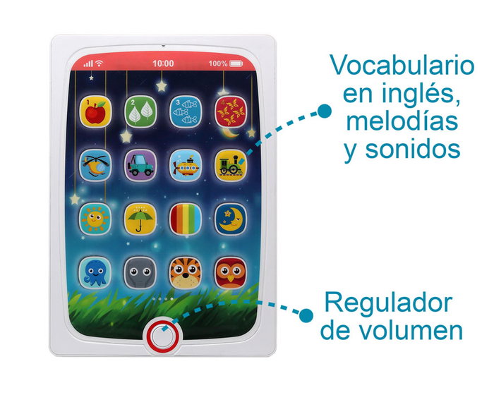 KioKids Tablet Educativa Interactiva para Bebés +12 meses, Aprendizaje Temprano de Inglés