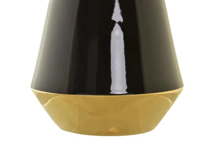 DKD Home Decor Jarrón de Porcelana Bicolor y Dorado 19x19x35 cm