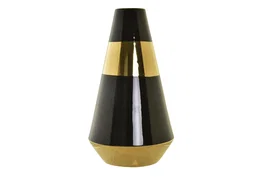 DKD Home Decor Jarrón de Porcelana Bicolor y Dorado 19x19x35 cm