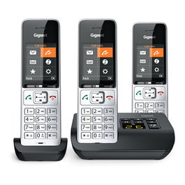 Gigaset COMFORT 500A trio Teléfono DECT/analógico con manos libres y contestador automático, Negro Plata