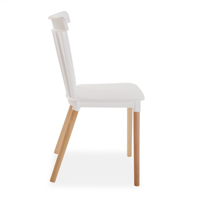 Versa Silla Blanca 52.5x80x43 cm Madera y Polipropileno (4 Unidades)