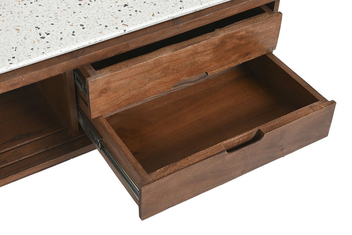 DKD Home Decor Mueble TV Terrazo Oriental Acacia 166 x 46 x 52 cm