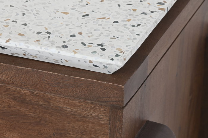 DKD Home Decor Mueble TV Terrazo Oriental Acacia 166 x 46 x 52 cm