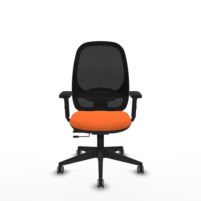 PIQUERAS Y CRESPO Silla de oficina Cilanco con mecanismo Sincro/Traslack, Tela Naranja y Malla Negra PIQUERAS Y CRESPO Silla de oficina Cilanco con mecanismo Sincro/Traslack, Tela Naranja y Malla Negra