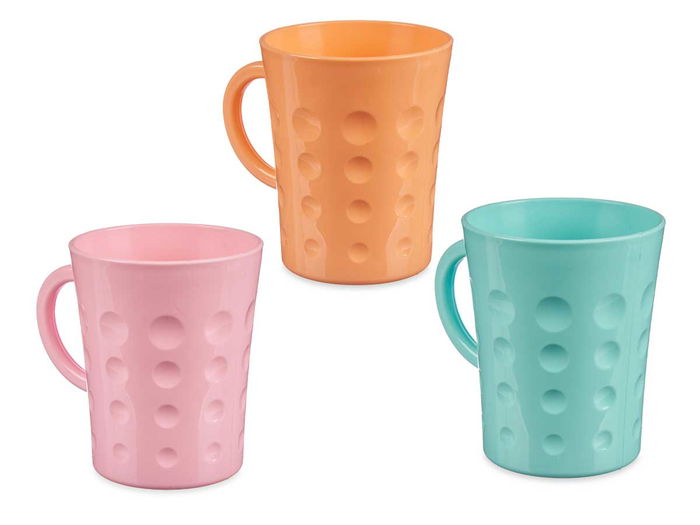 Leknes Taza Plástico 300ml Turquesa, Naranja, Rosa Surtidos 8x10x11.5cm (Set de 60)