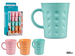 Leknes Taza Plástico 300ml Turquesa, Naranja, Rosa Surtidos 8x10x11.5cm (Set de 60)