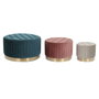 DKD Home Decor Set de 3 Reposapiés de Terciopelo Verde, Burdeos, Gris y Dorado