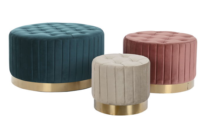 DKD Home Decor Reposapies Set de 3 Verde Burdeos 80 x 45 x 80 cm