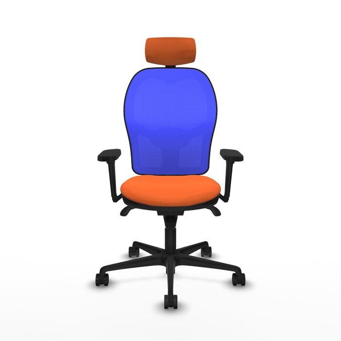 PIQUERAS Y CRESPO Silla de oficina Jorquera con mecanismo Sincro, Tela Naranja y Malla Azul PIQUERAS Y CRESPO Silla de oficina Jorquera con mecanismo Sincro, Tela Naranja y Malla Azul