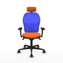 PIQUERAS Y CRESPO Silla de oficina Jorquera con mecanismo Sincro, Tela Naranja y Malla Azul
