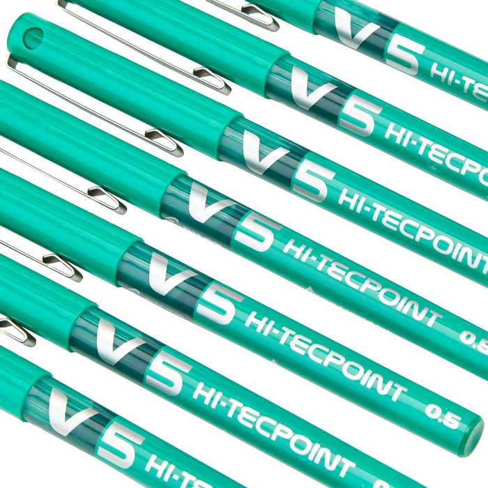 Pilot Hi-Tecpoint V-5 Verde (Set de 12)