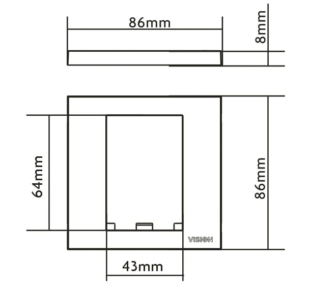 Vision TC3 SURRIG Placa de Pared y Cubierta para Interruptor, Blanco, 86x86 mm, 1 Enchufe, 1 Unidad