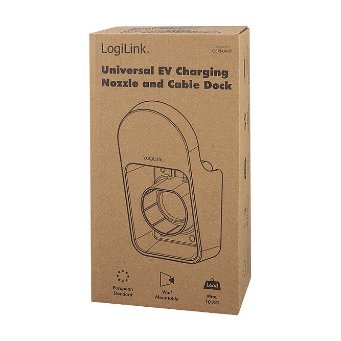 LogiLink Soporte para Pistola de Carga de Vehículo Eléctrico con Guardacables Negro
