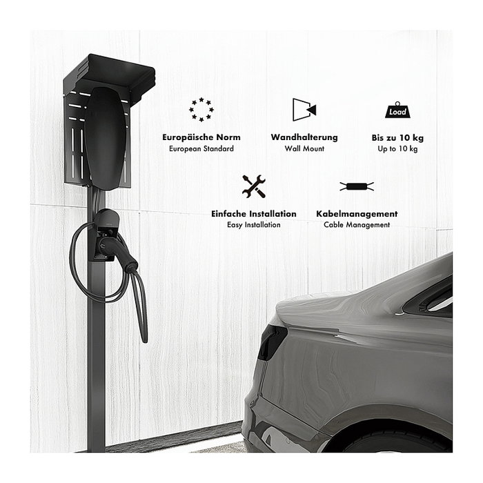 LogiLink Soporte para Pistola de Carga de Vehículo Eléctrico con Guardacables Negro