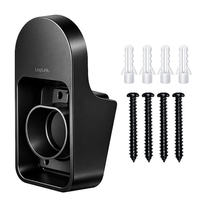 LogiLink Soporte para Pistola de Carga de Vehículo Eléctrico con Guardacables Negro