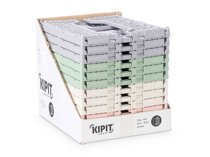 Kipit Caja Plegable Multiuso 15 L Plástico 40x15x30 cm Colores Surtidos (Set de 12)