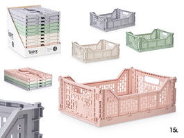 Kipit Caja Plegable Multiuso 15 L Plástico 40x15x30 cm Colores Surtidos (Set de 12)