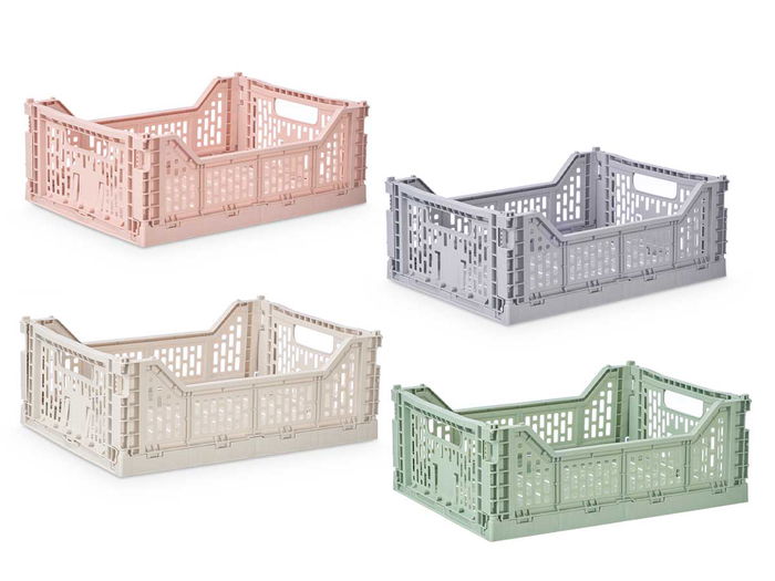 Kipit Caja Plegable Multiuso 15 L Plástico 40x15x30 cm Colores Surtidos (Set de 12)