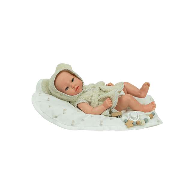 Muñecas Arias Muñeca Reborn Arias 38 cm Max Beige con Cojín - Cuerpo de Vinilo, Sexo Niño - Juguete en Español
