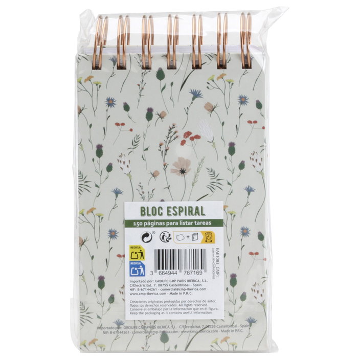 CMP General Libreta Bloc Espiral A6 'Disfruta Cada Día' - 150 Páginas a Color, Tapas Duras, 9.5x3x17 cm