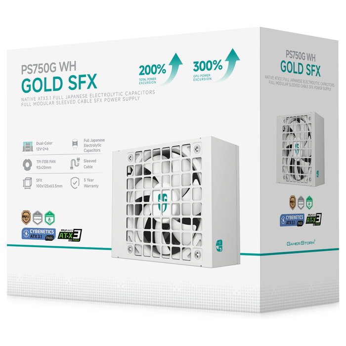 DeepCool PS750G WH Fuente de Alimentación 750W 80 Plus Gold Full Modular ATX 3.1 Blanca