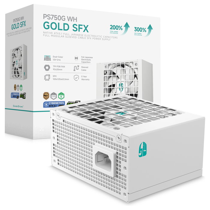 DeepCool PS750G WH Fuente de Alimentación 750W 80 Plus Gold Full Modular ATX 3.1 Blanca