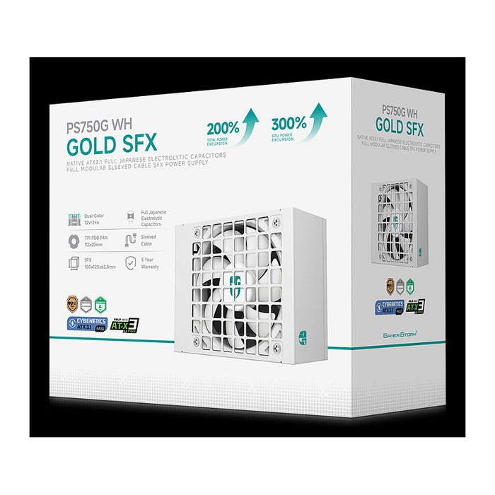 DeepCool PS750G WH Fuente de Alimentación 750W 80 Plus Gold Full Modular ATX 3.1 Blanca