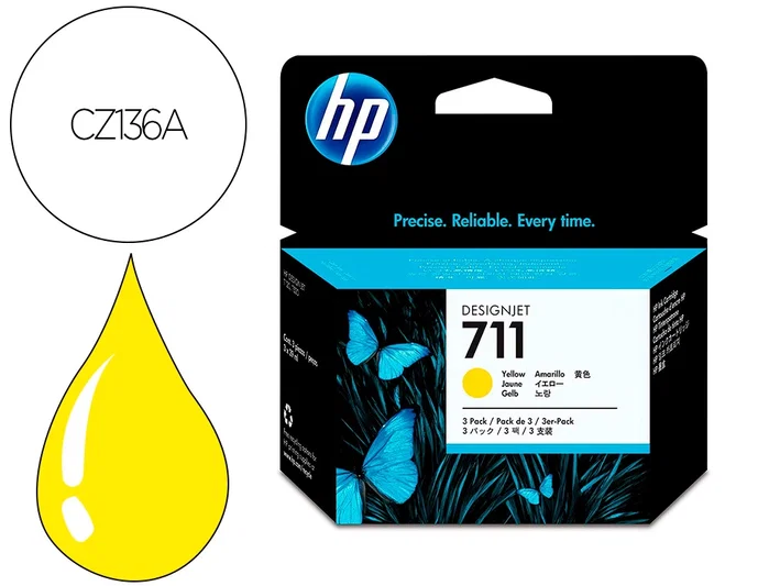 HP 711 Multipack de 3 Cartuchos de Tinta Amarilla 29 ml HP 711 Multipack de 3 Cartuchos de Tinta Amarilla 29 ml