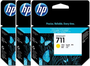 HP 711 Multipack de 3 Cartuchos de Tinta Amarilla 29 ml