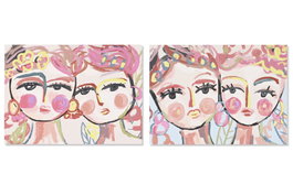 DKD Home Decor Cuadro Lienzo Caras Abstracto Surtido de 4 Unidades
