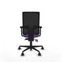 Silla de oficina Bormate con mecanismo Asincro tapizada con Tela color Lila y malla color Negro. Equipada con lumbar 1D, Brazos 2D y Ruedas 65mm nailon