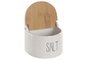 DKD Home Decor Salero de Porcelana y Bambú Blanco 12x11x11 cm