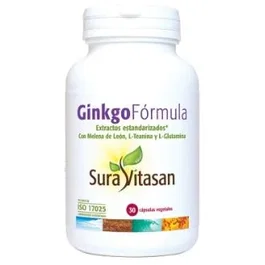 SURA VITASAN Ginkgo Formula 30Cap. con Extracto de Ginkgo Biloba, Melena de León y Bacopa Monnieri, Fórmula Vegana para la Función Cognitiva
